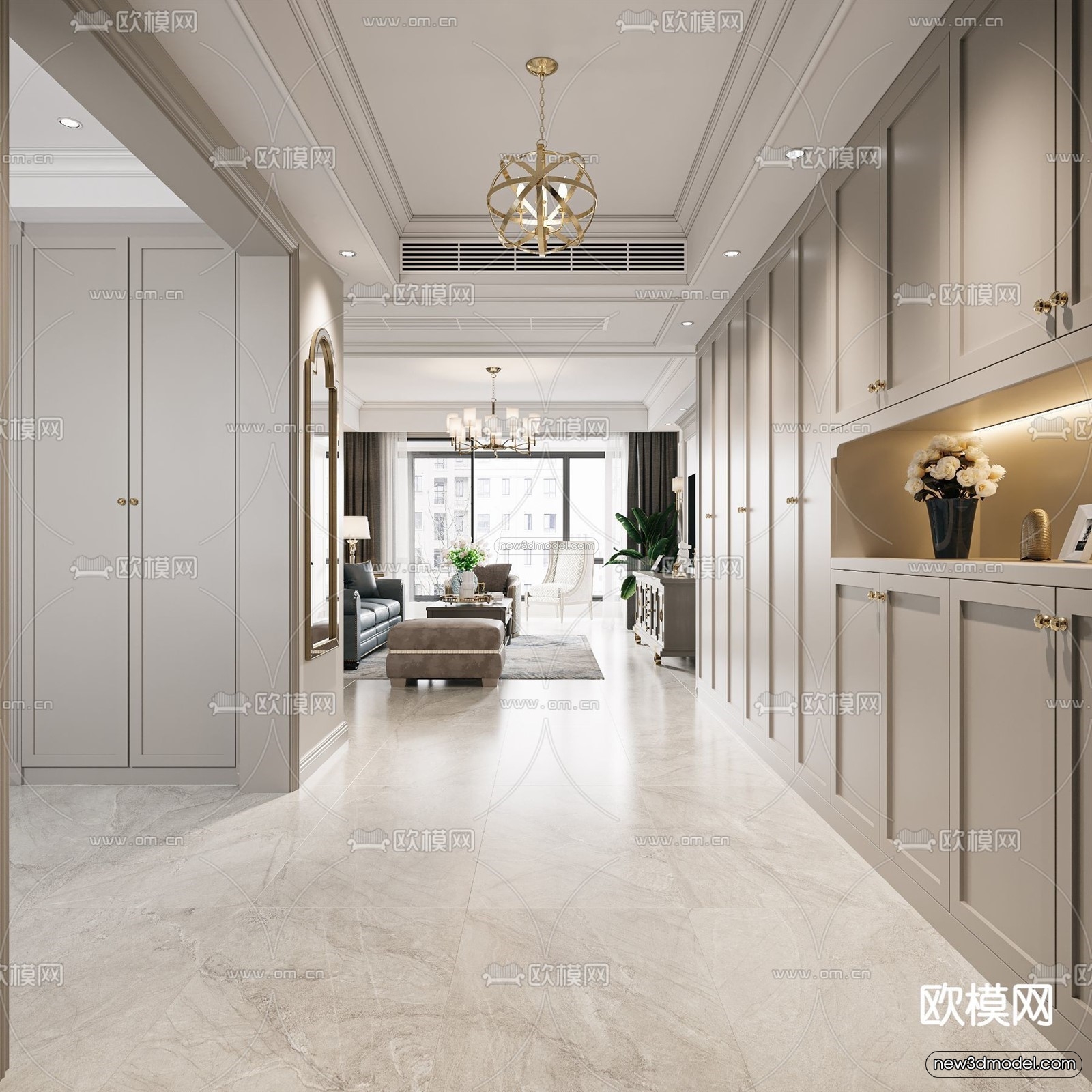 Europe Style Interior 3D Blocks – Living Room 3D Model – 185 – VRAY - thumbnail 3