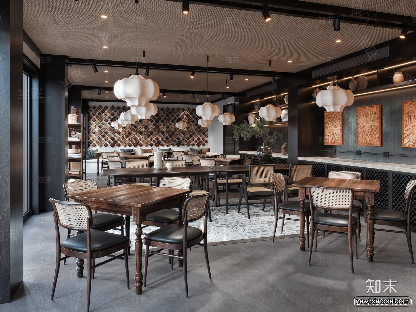 Modern Style Interior 3D Blocks and 3D Models – Asian Restaurant 3D Scene – 976 – CORONA - thumbnail 2