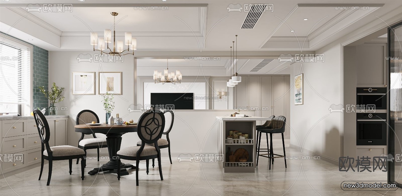 Europe Style Interior 3D Blocks – Living Room 3D Model – 185 – VRAY - thumbnail 2