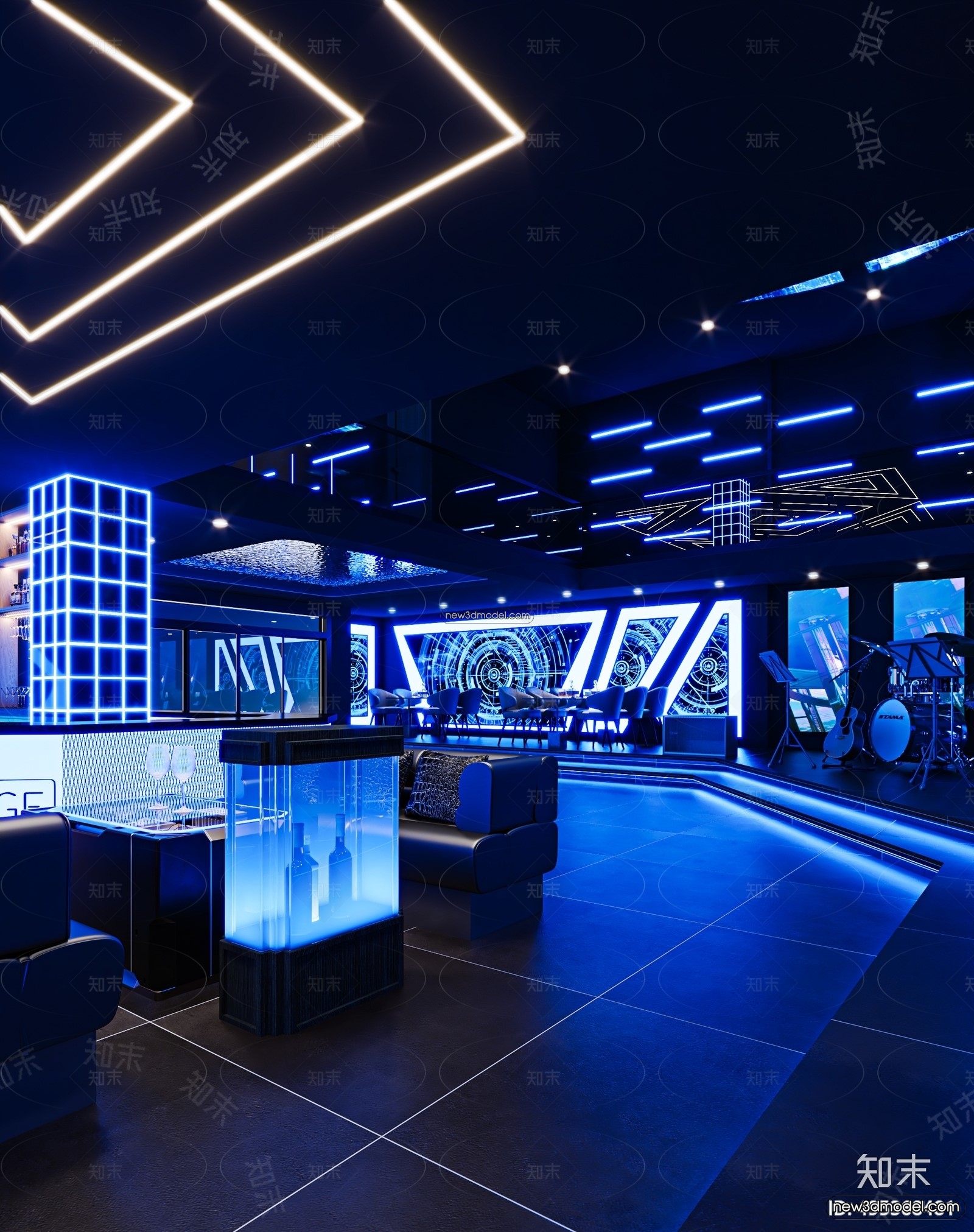 Interior 3D Model of Bar – 3D Blocks – 054 – VRAY - thumbnail 4