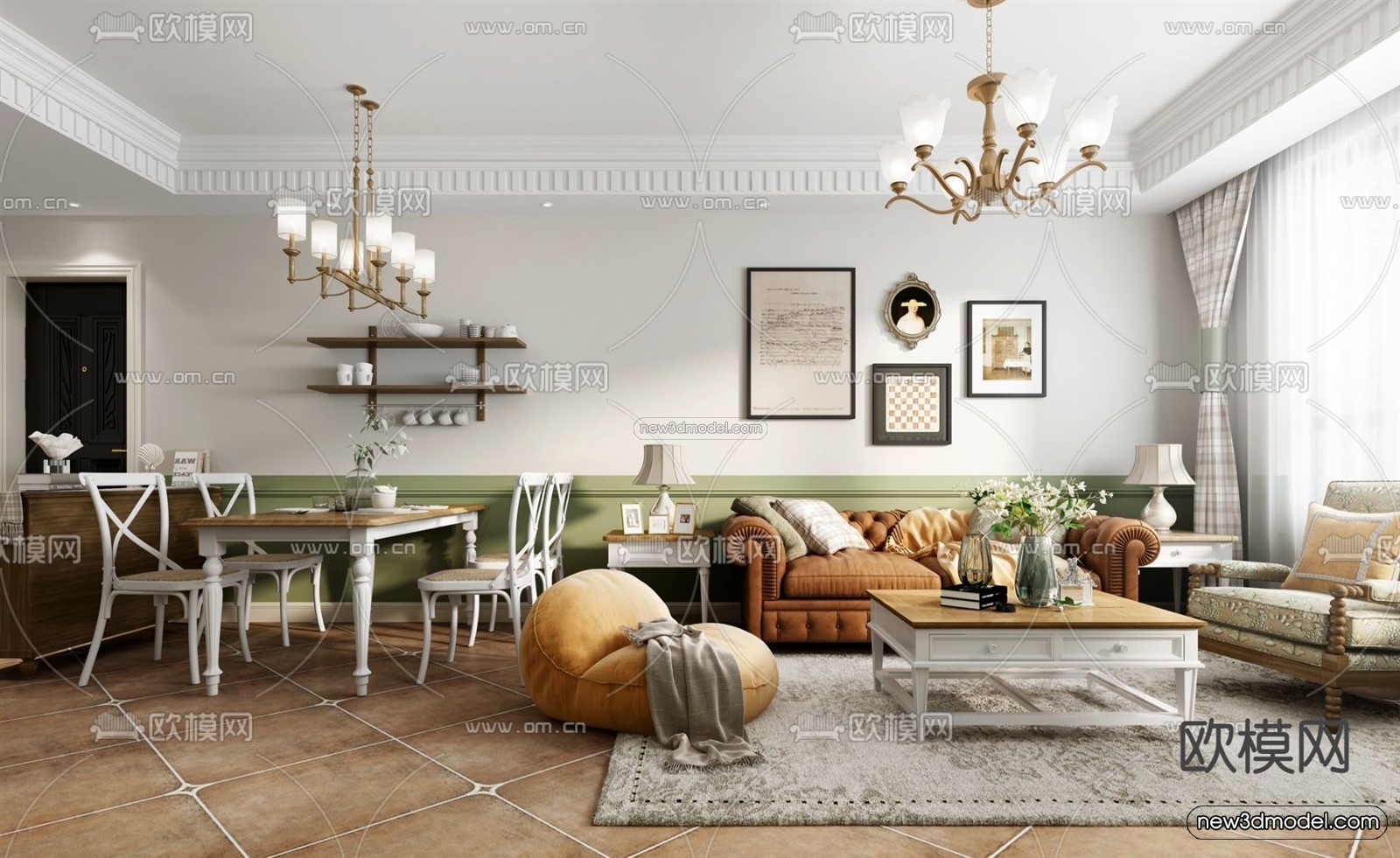 Europe Style Interior 3D Blocks – Living Room 3D Model – 186 – VRAY - thumbnail 3