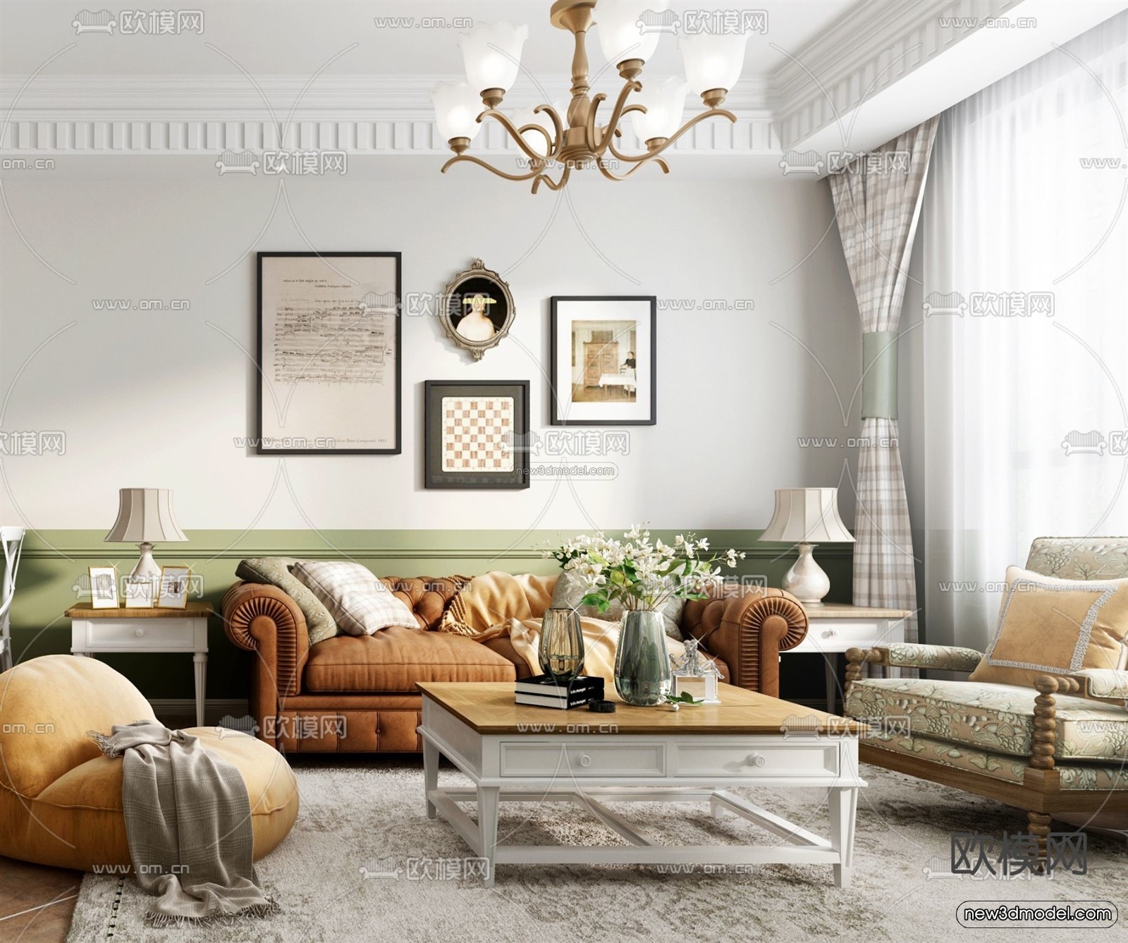 Europe Style Interior 3D Blocks – Living Room 3D Model – 186 – VRAY - thumbnail 2
