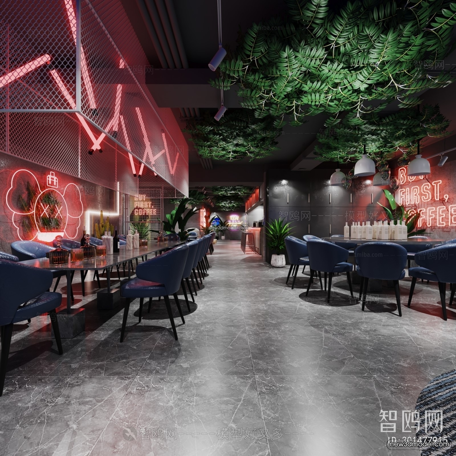 Interior 3D Model of Bar – 3D Blocks – 055 – VRAY - thumbnail 2
