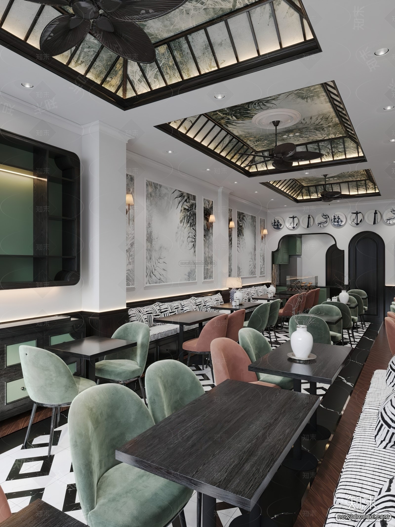 Modern Style Interior 3D Blocks and 3D Models – Asian Restaurant 3D Scene – 983 – CORONA - thumbnail 2