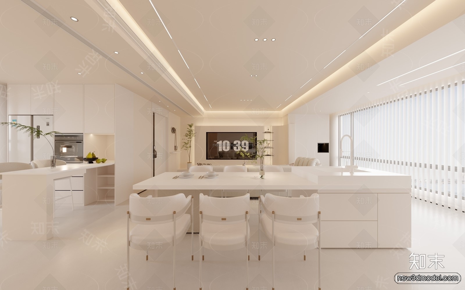 Black – White – Gray Colors Interior 3D Blocks – Living Room 3D Scene – 082 – CORONA - thumbnail 3