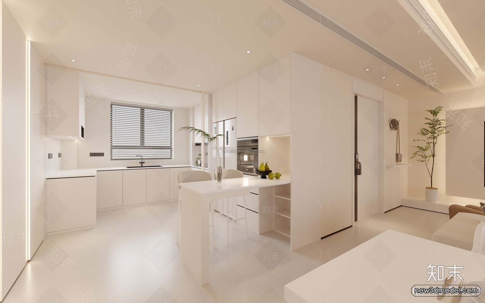 Black – White – Gray Colors Interior 3D Blocks – Living Room 3D Scene – 082 – CORONA - thumbnail 2