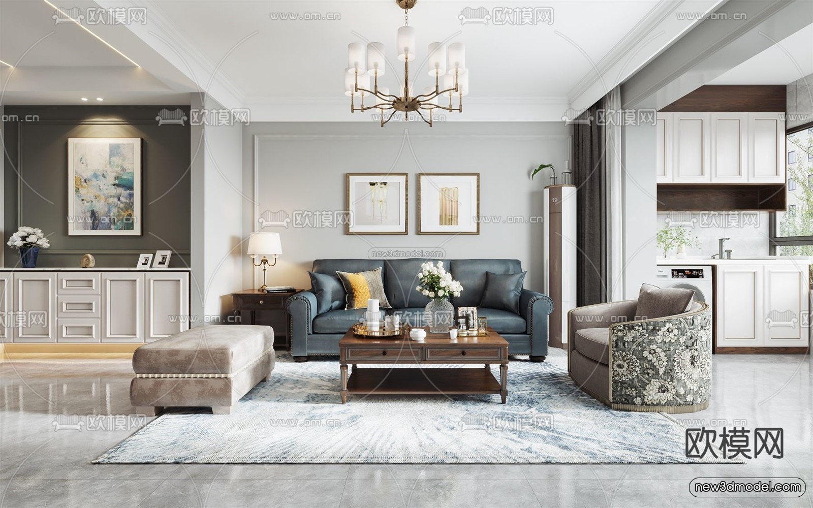Europe Style Interior 3D Blocks – Living Room 3D Model – 005 – VRAY - thumbnail 4
