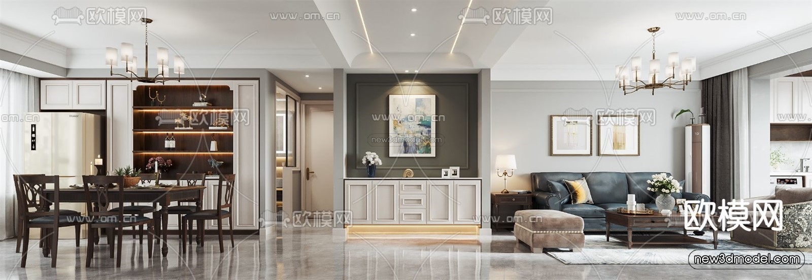 Europe Style Interior 3D Blocks – Living Room 3D Model – 005 – VRAY - thumbnail 3