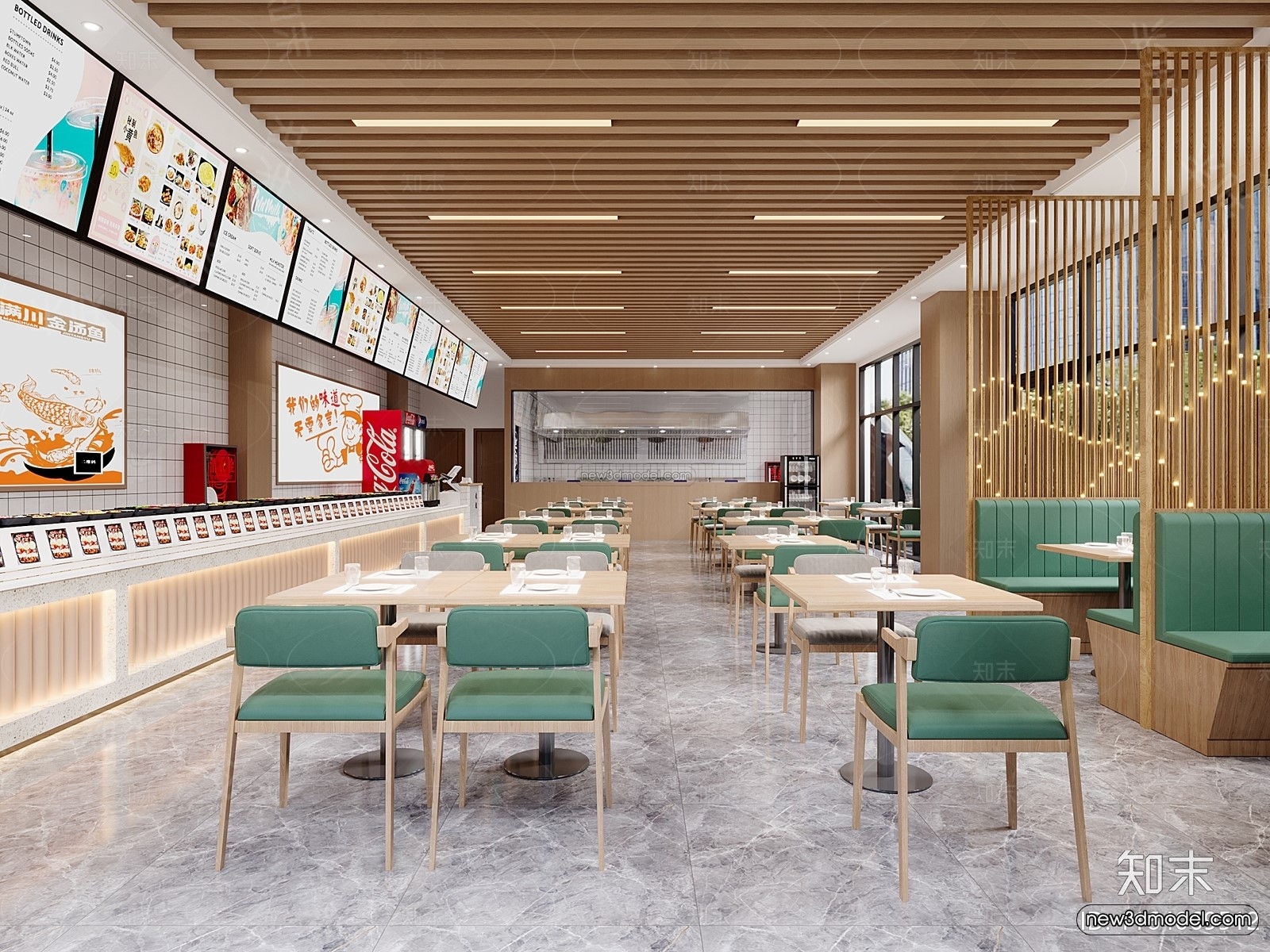 Modern Style Interior 3D Blocks and 3D Models – Asian Restaurant 3D Scene – 989 – CORONA - thumbnail 2