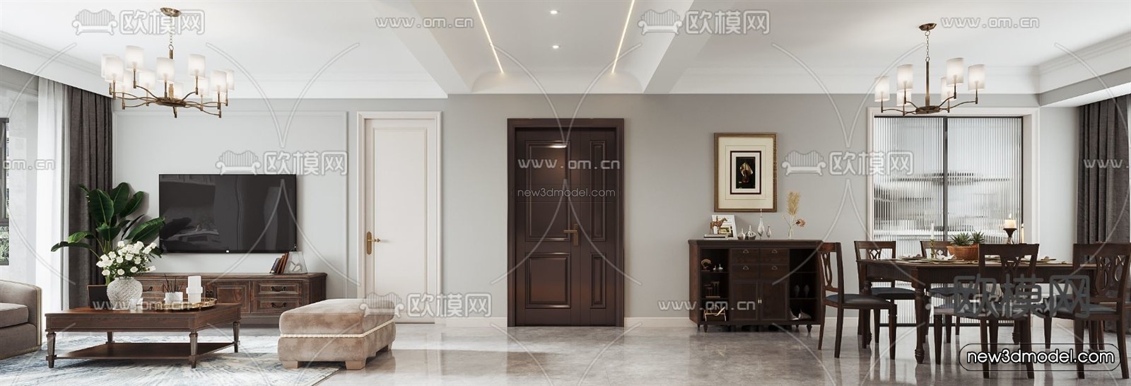 Europe Style Interior 3D Blocks – Living Room 3D Model – 005 – VRAY - thumbnail 2