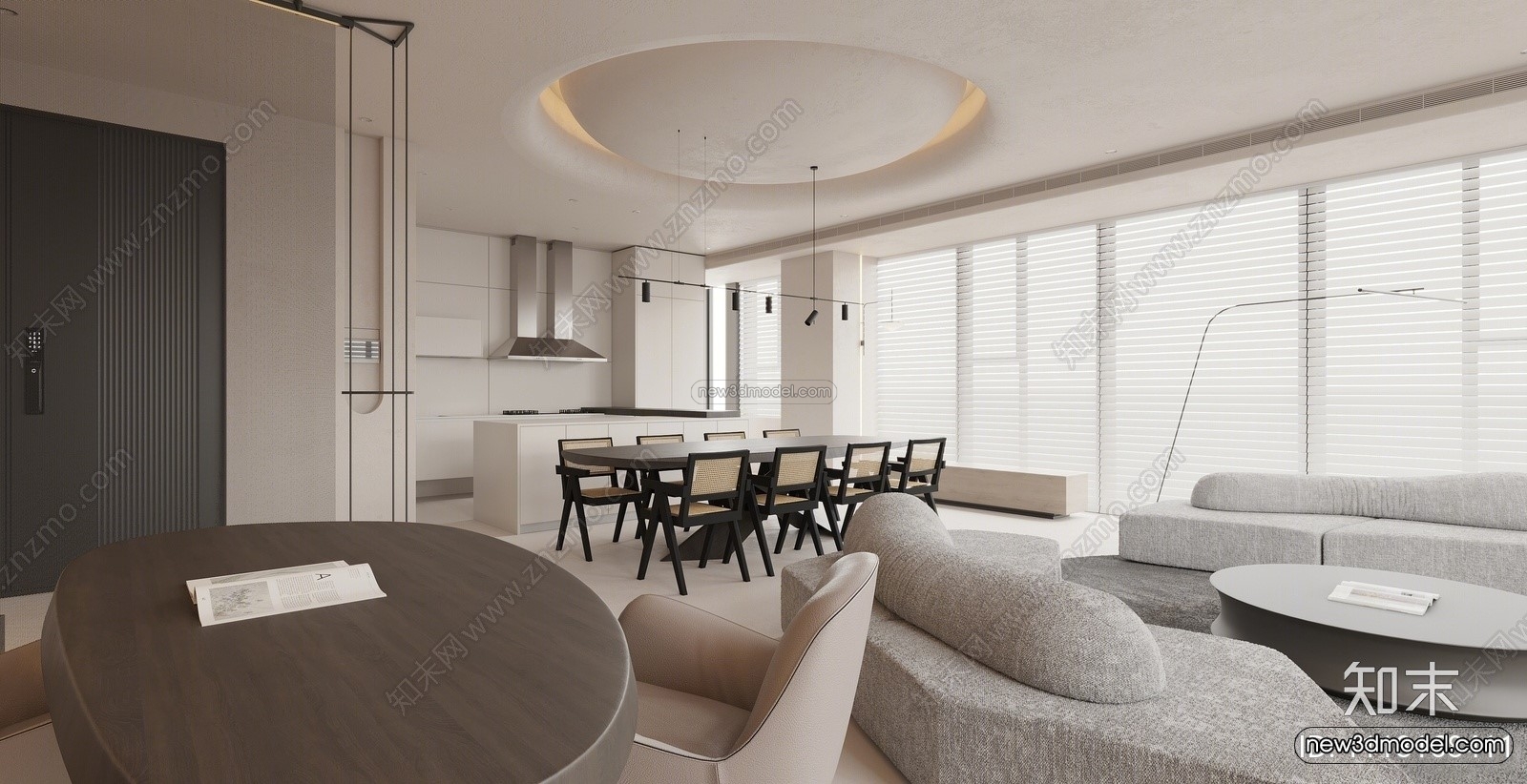 Minimalist Style Interior 3D Blocks – Living Room 3D Model – 143 – VRAY - thumbnail 2