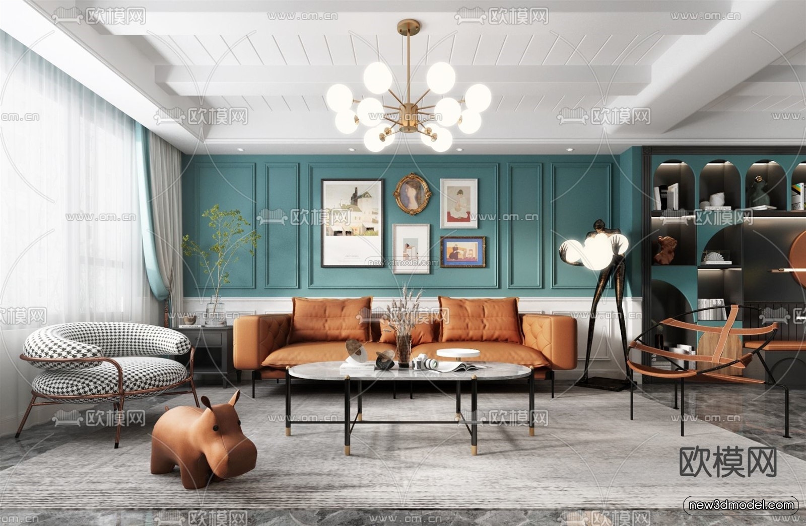 Europe Style Interior 3D Blocks – Living Room 3D Model – 006 – VRAY - thumbnail 4