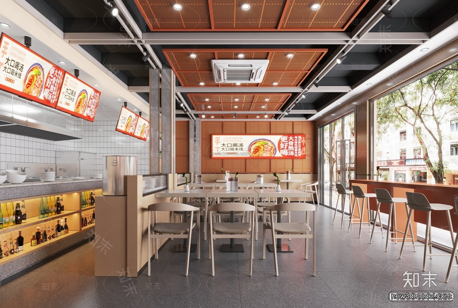 Modern Style Interior 3D Blocks and 3D Models – Asian Restaurant 3D Scene – 993 – CORONA - thumbnail 2