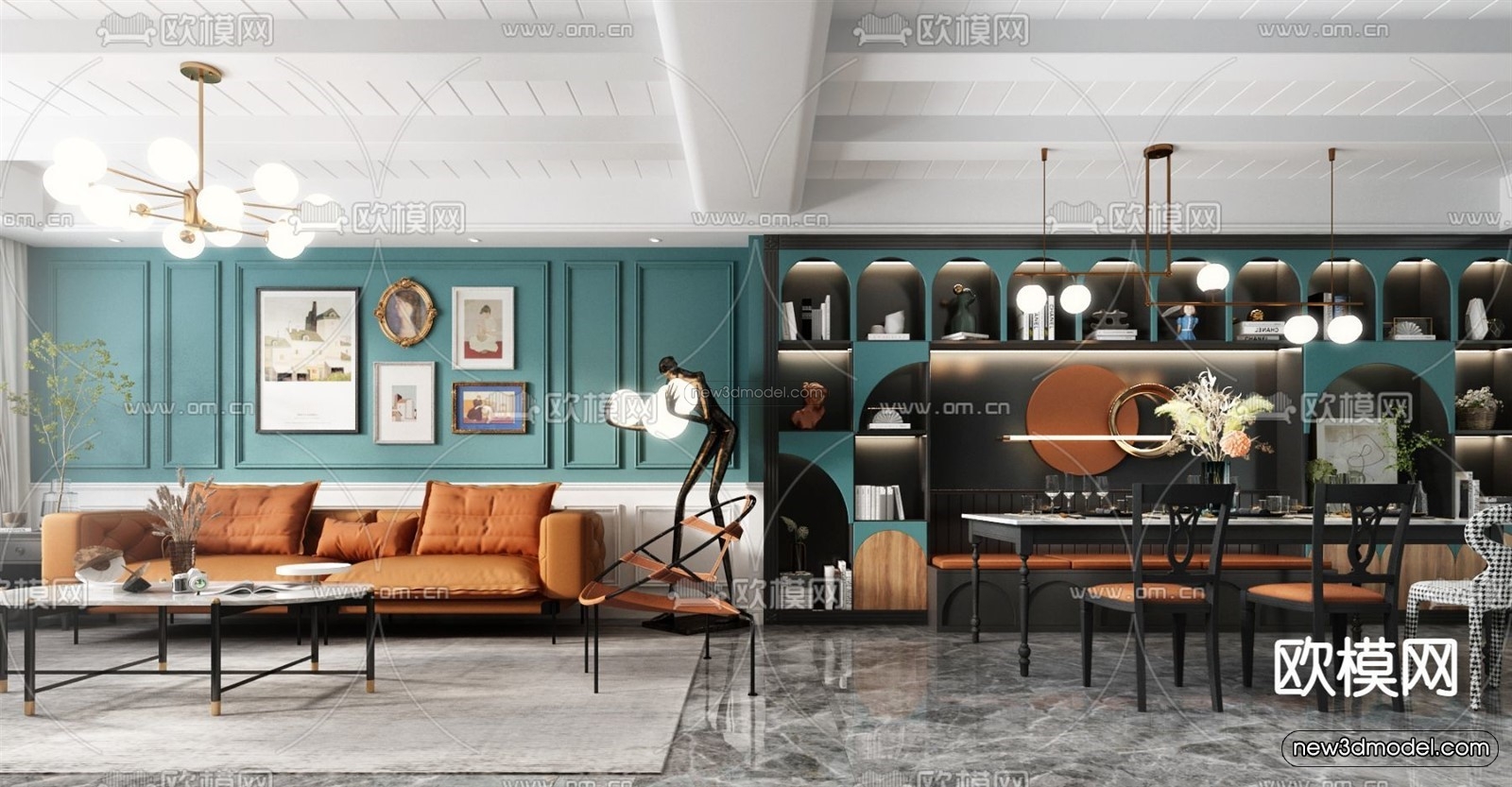 Europe Style Interior 3D Blocks – Living Room 3D Model – 006 – VRAY - thumbnail 3
