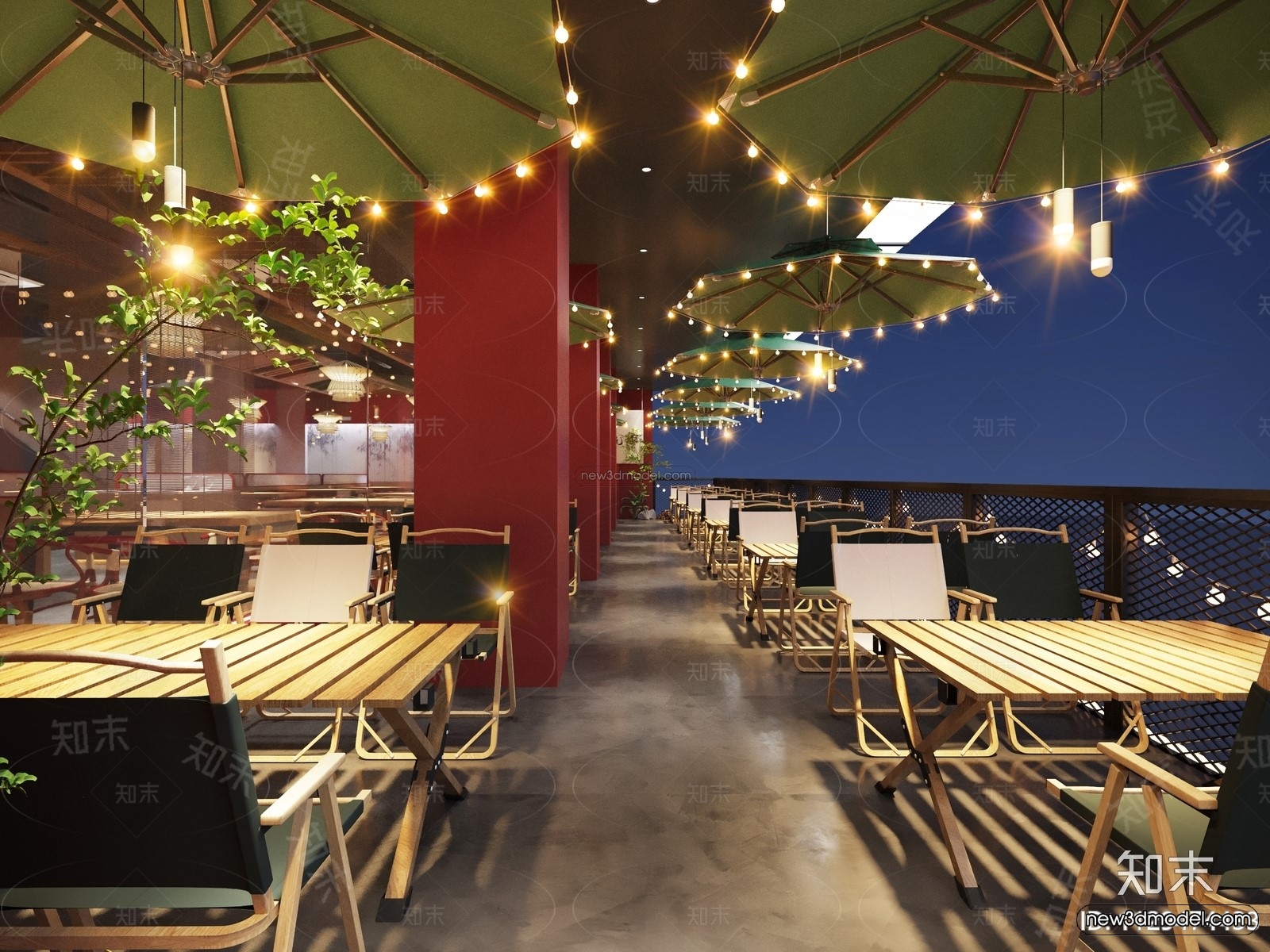 Modern Style Interior 3D Blocks and 3D Models – Asian Restaurant 3D Scene – 994 – CORONA - thumbnail 3