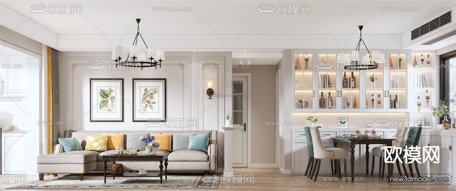 Europe Style Interior 3D Blocks – Living Room 3D Model – 011 – VRAY - thumbnail 2