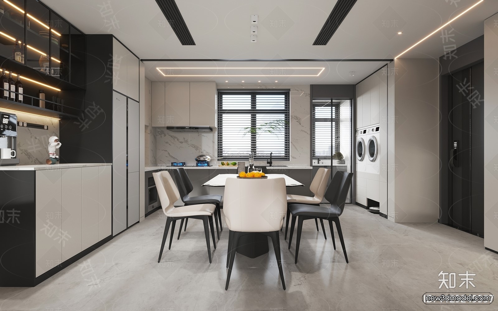 Black – White – Gray Colors Interior 3D Blocks – Living Room 3D Scene – 017 – VRAY - thumbnail 4