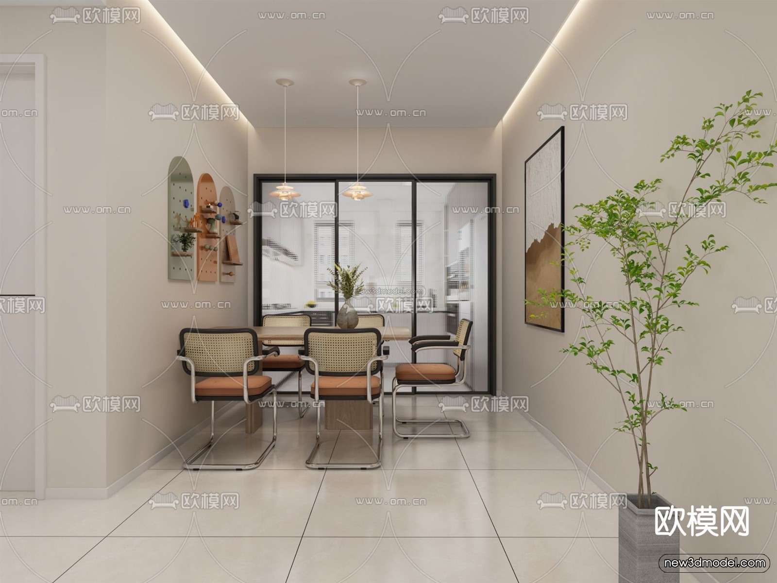 Cream Style Interior 3D Blocks – Living Room 3D Model – 086 – VRAY - thumbnail 2