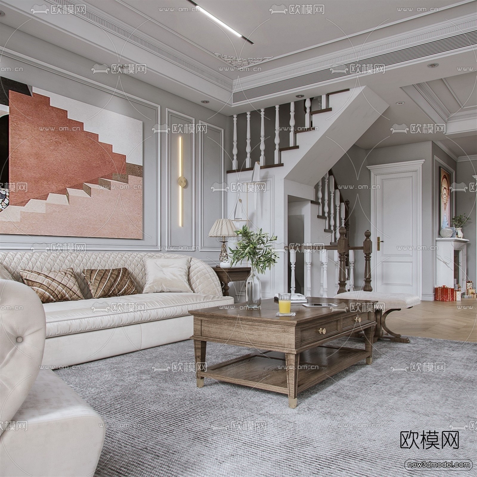 Europe Style Interior 3D Blocks – Living Room 3D Model – 019 – VRAY - thumbnail 2