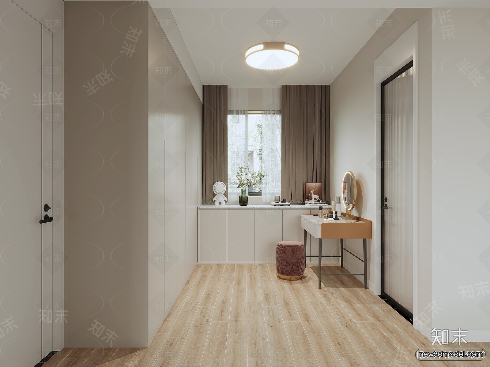Cream Style Interior 3D Blocks – Living Room 3D Model – 089 – CORONA - thumbnail 4