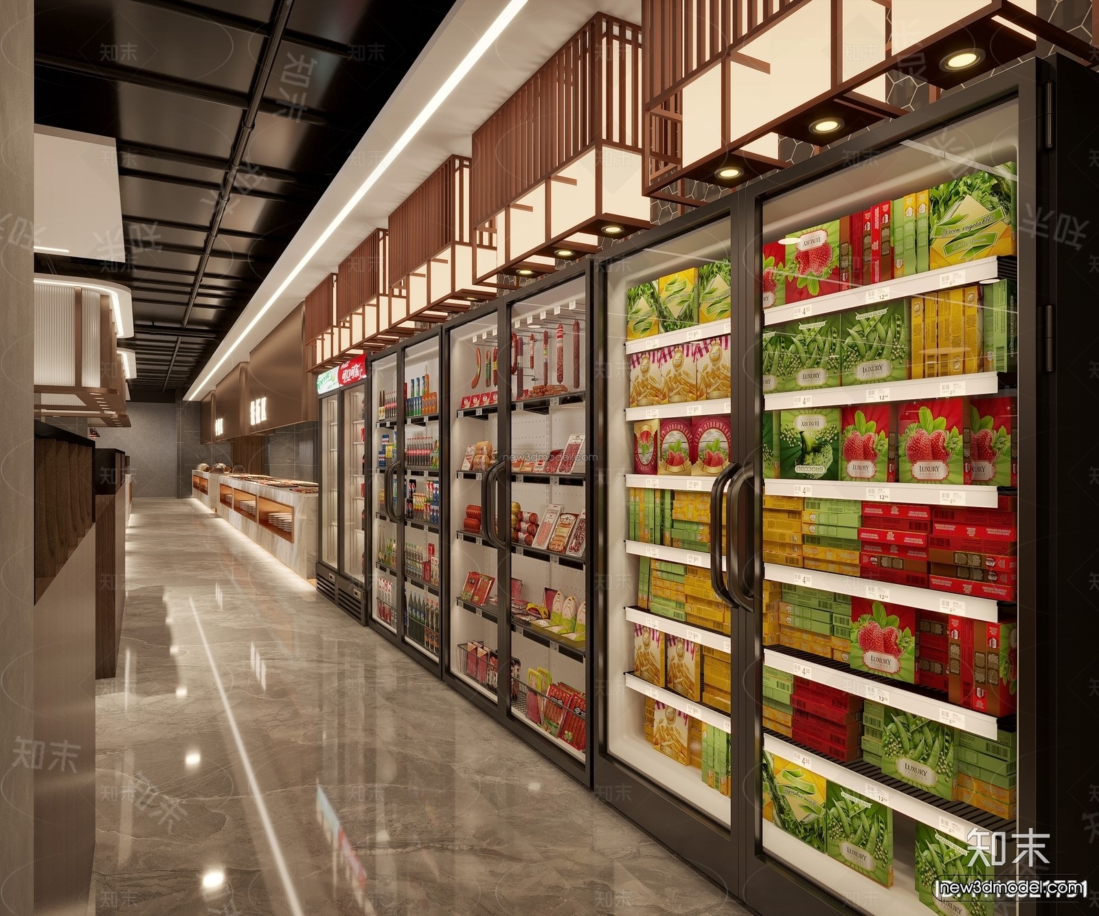 Modern Style Interior 3D Blocks and 3D Models – Seafood Restaurant 3D Scene – 1033 – CORONA - thumbnail 2