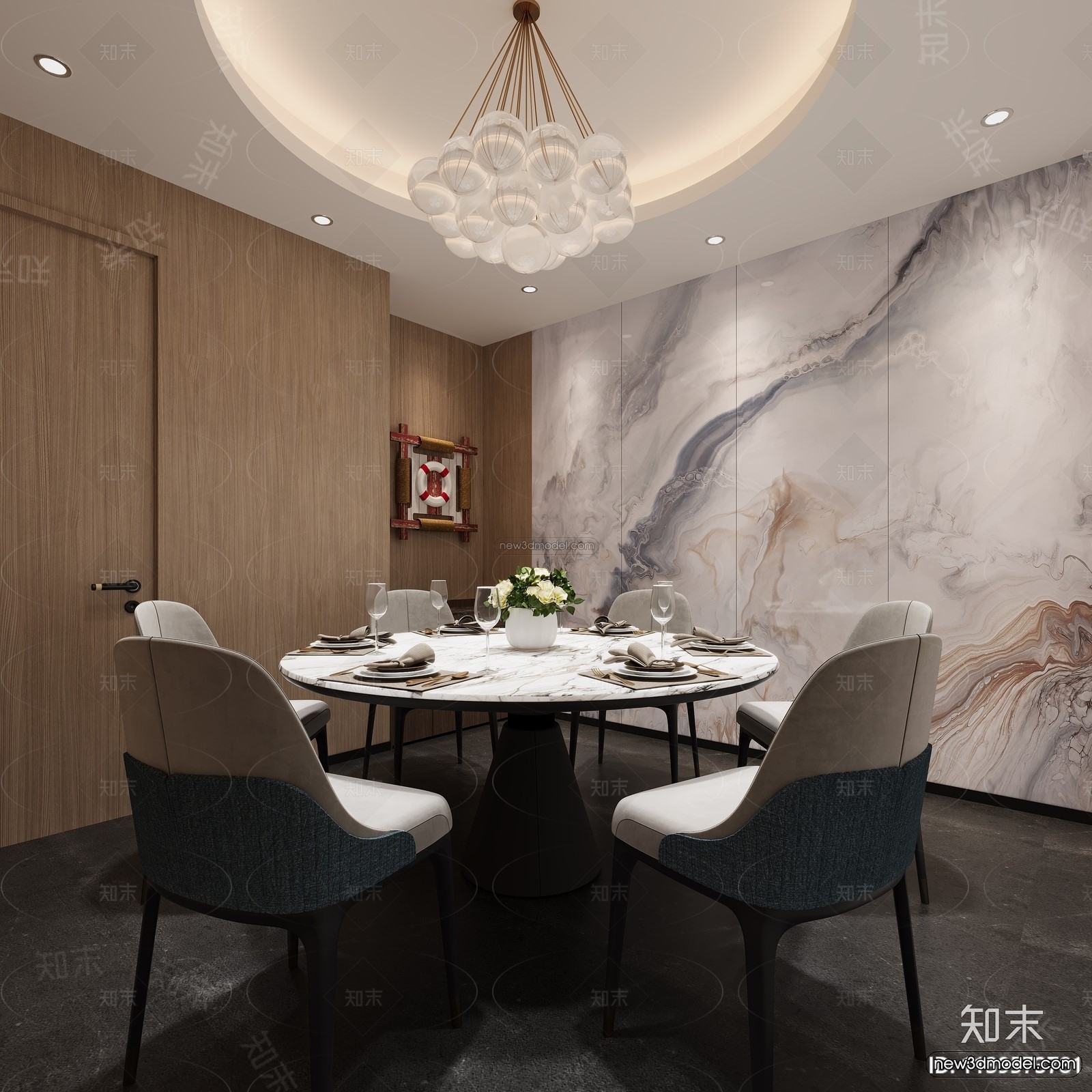 Modern Style Interior 3D Blocks and 3D Models – Seafood Restaurant 3D Scene – 1013 – CORONA - thumbnail 3