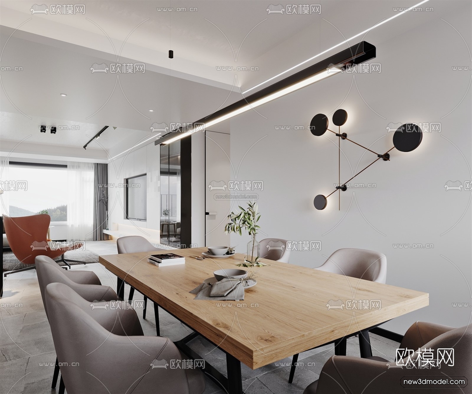 Minimalist Style Interior 3D Blocks – Living Room 3D Model – 003 – VRAY - thumbnail 4