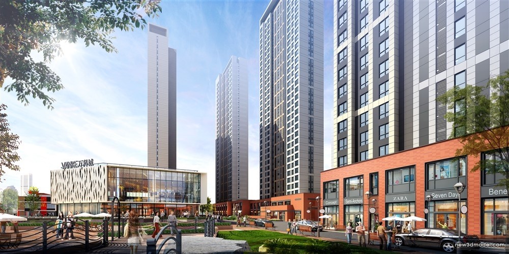 3D Models of Commercial Building – Exterior 3D Scenes – 852 – VRAY - thumbnail 2