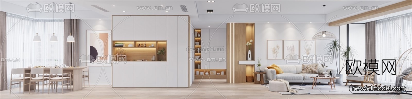 Minimalist Style Interior 3D Blocks – Living Room 3D Model – 004 – VRAY - thumbnail 2