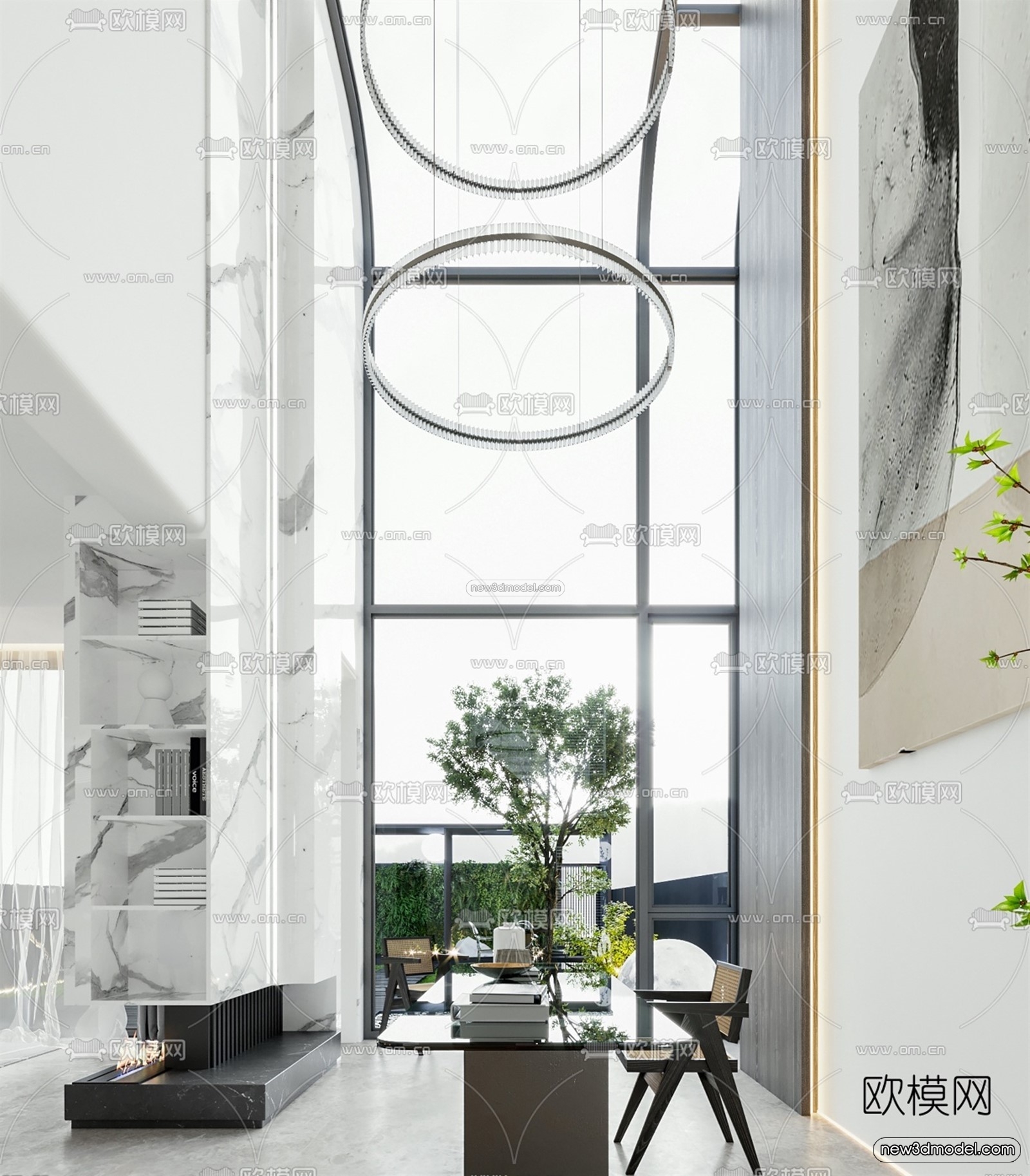 Minimalist Style Interior 3D Blocks – Living Room 3D Model – 005 – VRAY - thumbnail 4