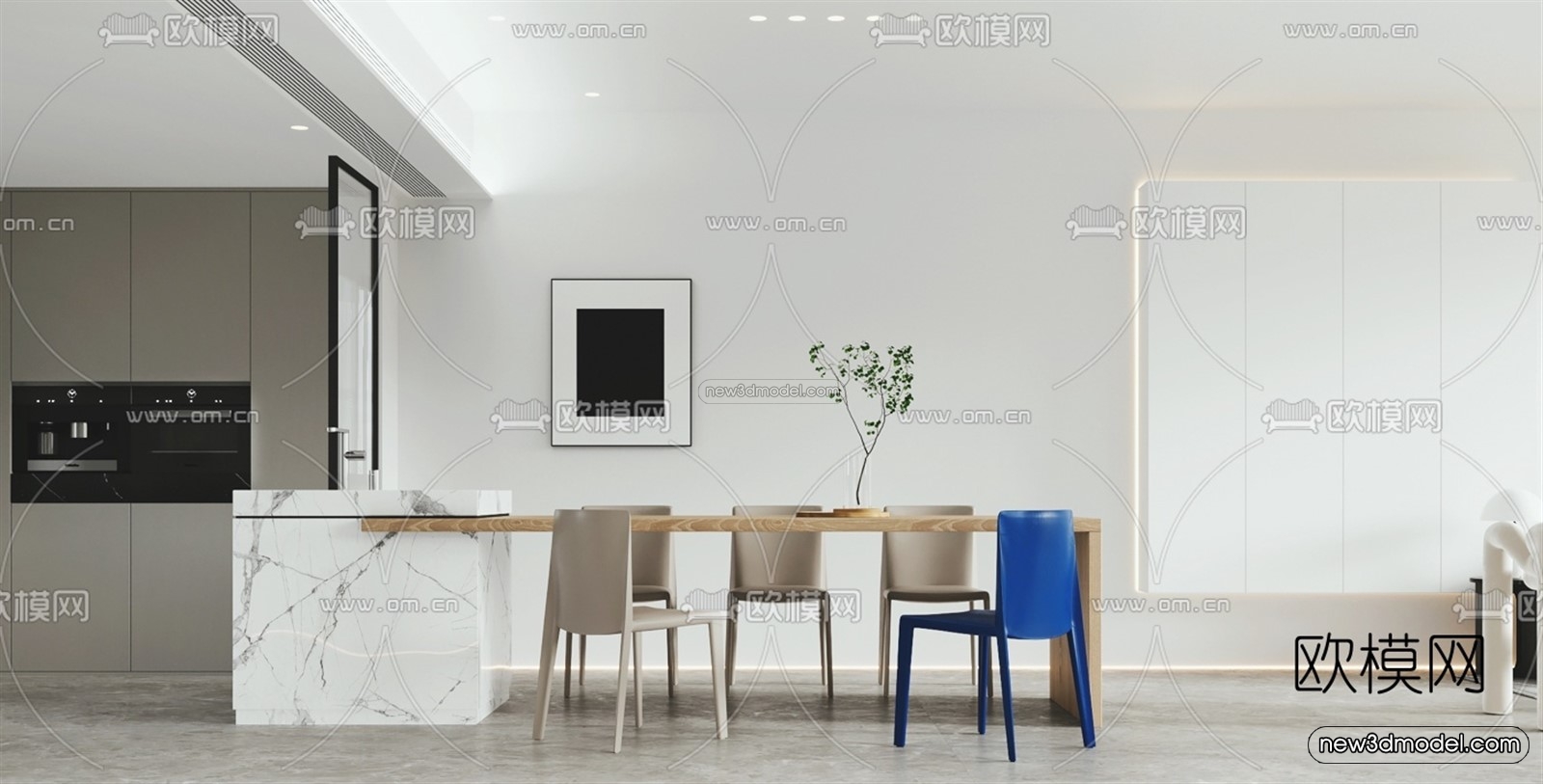 Minimalist Style Interior 3D Blocks – Living Room 3D Model – 005 – VRAY - thumbnail 2