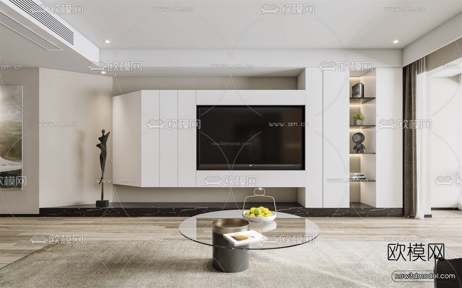 Minimalist Style Interior 3D Blocks – Living Room 3D Model – 006 – VRAY - thumbnail 3