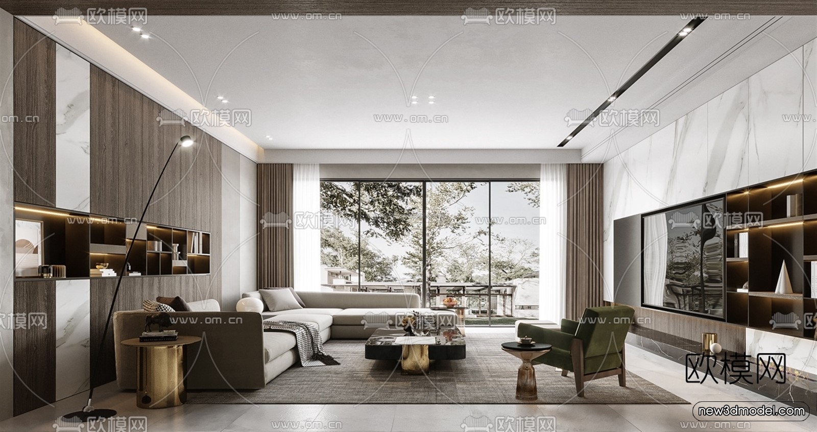 Luxury Style Interior 3D Blocks – Living Room 3D Model – 006 – VRAY - thumbnail 3