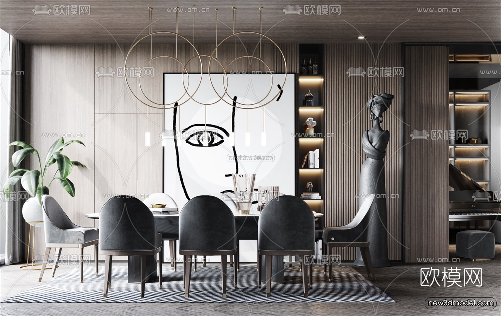 Luxury Style Interior 3D Blocks – Living Room 3D Model – 007 – VRAY - thumbnail 2
