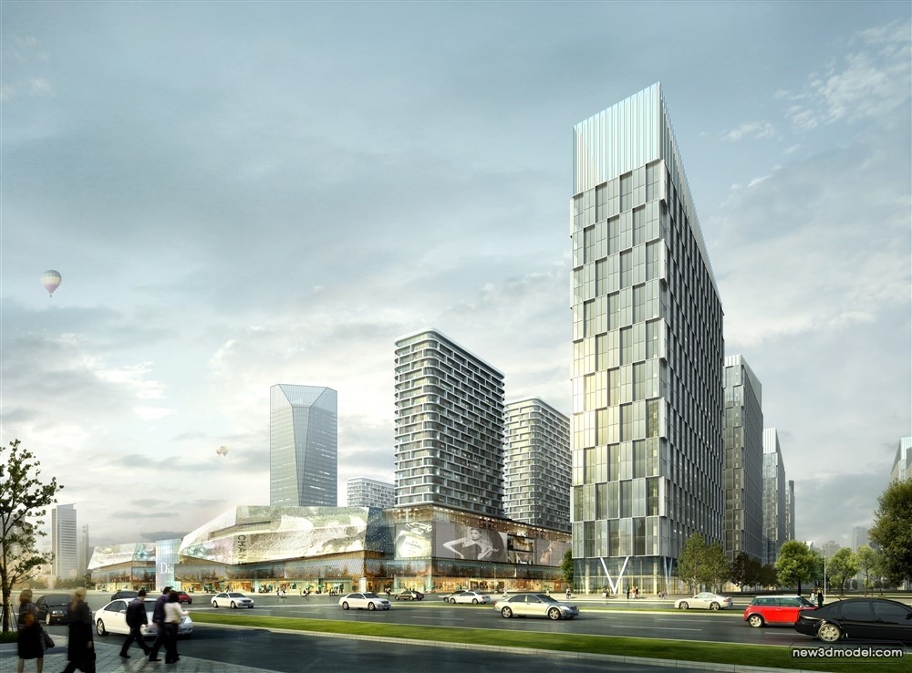 3D Models of Commercial Building – Exterior 3D Scenes – 877 – VRAY - thumbnail 3
