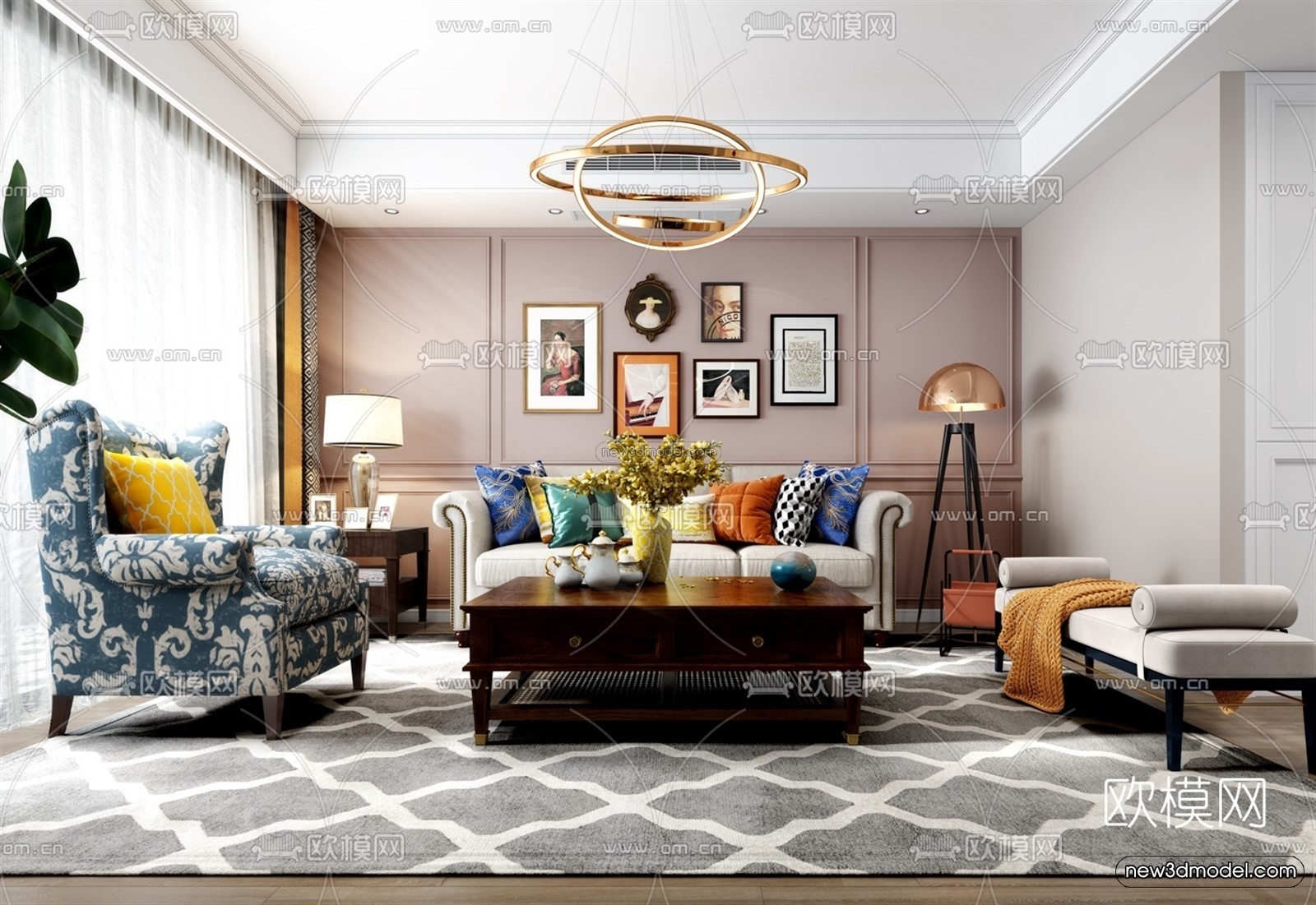 Europe Style Interior 3D Blocks – Living Room 3D Model – 030 – VRAY - thumbnail 5