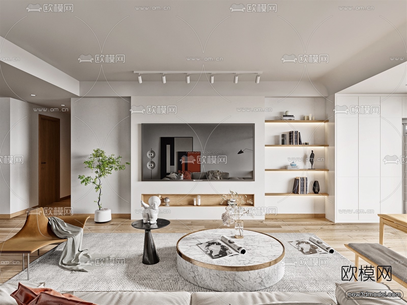Minimalist Style Interior 3D Blocks – Living Room 3D Model – 013 – VRAY - thumbnail 2