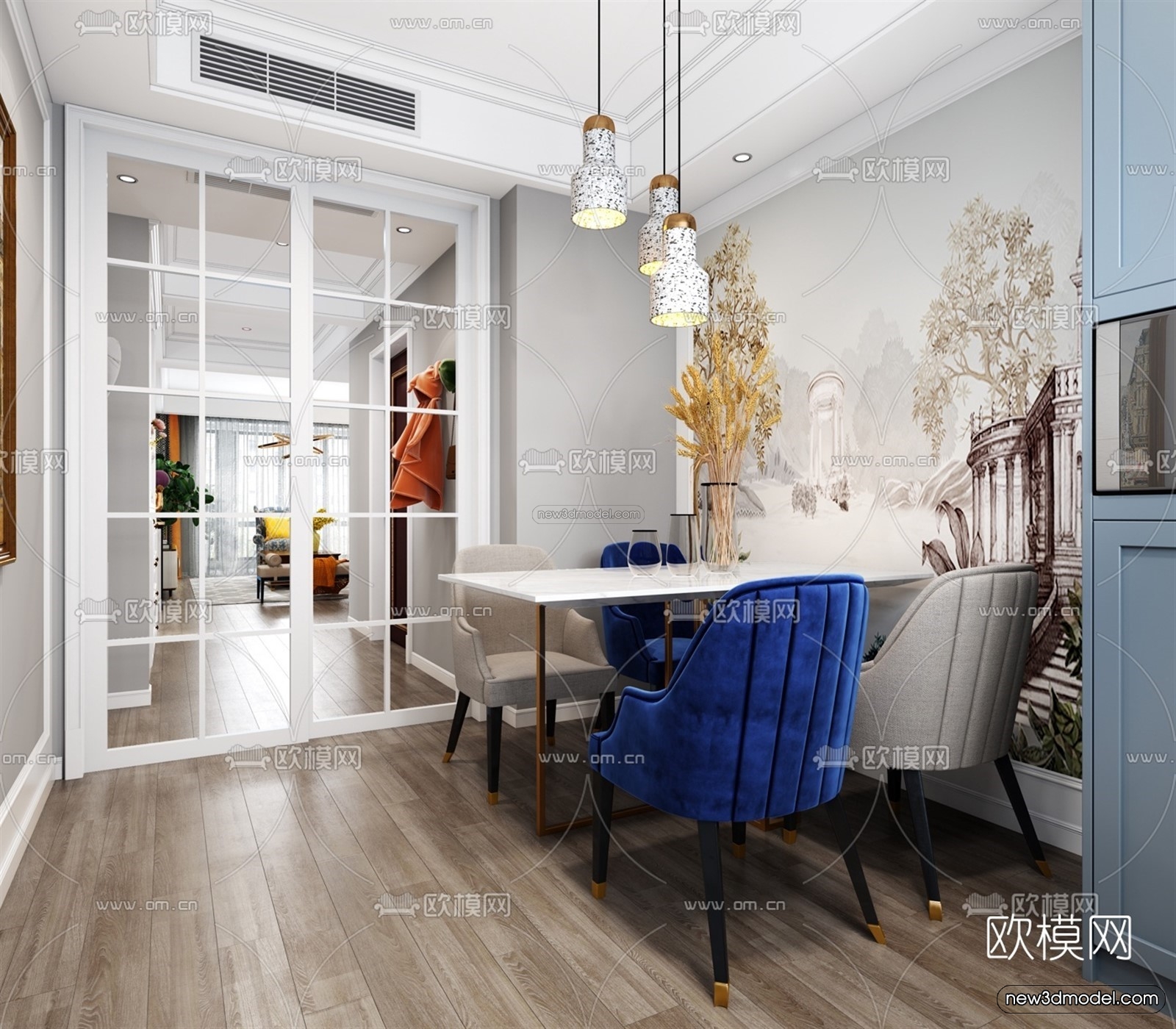Europe Style Interior 3D Blocks – Living Room 3D Model – 030 – VRAY - thumbnail 2