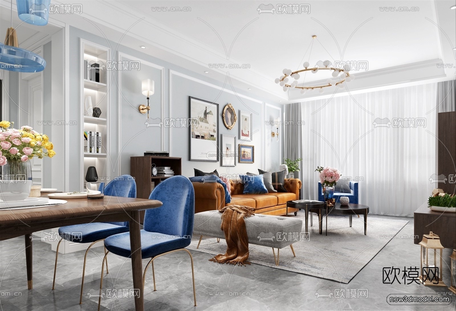 Europe Style Interior 3D Blocks – Living Room 3D Model – 031 – VRAY - thumbnail 2