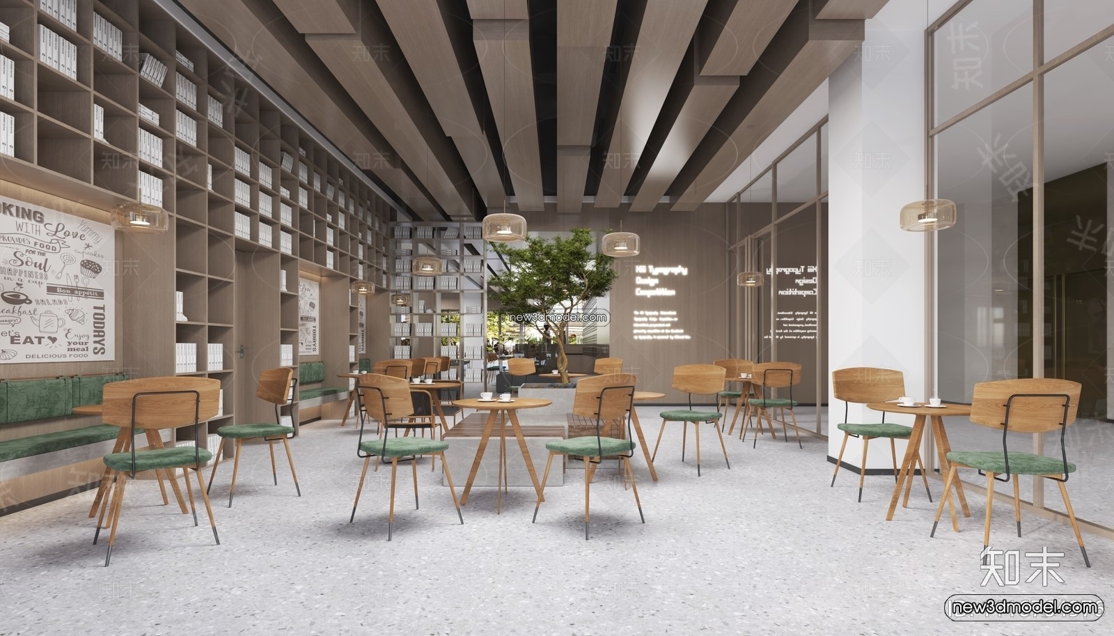 Restaurant and Fastfood 3D Scene – 3D Blocks – 276 – VRAY - thumbnail 2
