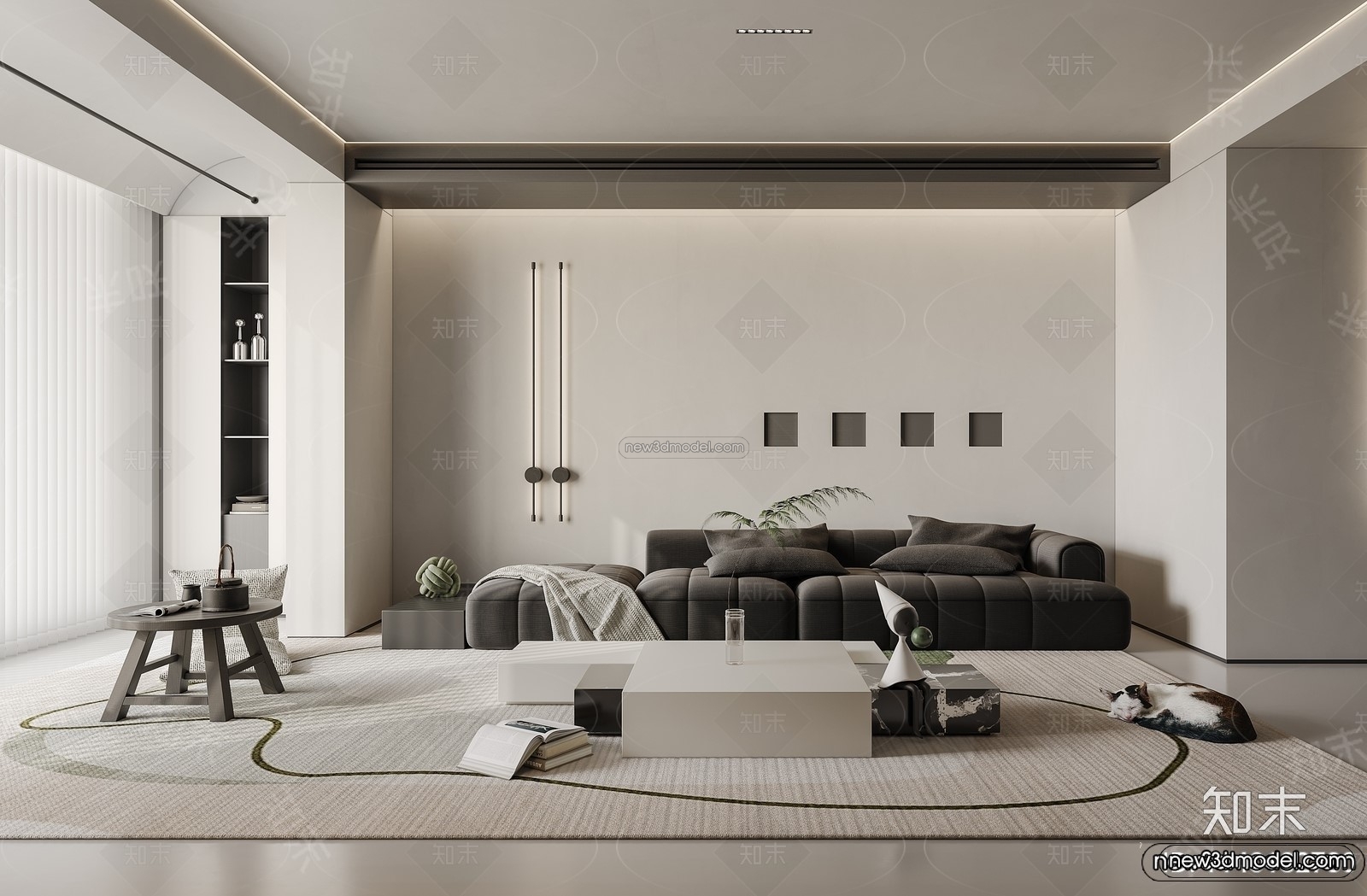 Modern Style Interior 3D Blocks and 3D Models – Living Room 3D Scene – 191 – CORONA - thumbnail 4