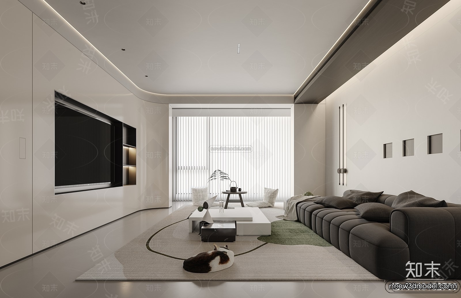 Modern Style Interior 3D Blocks and 3D Models – Living Room 3D Scene – 191 – CORONA - thumbnail 3