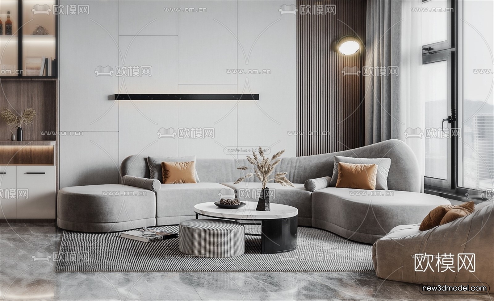 Minimalist Style Interior 3D Blocks – Living Room 3D Model – 014 – VRAY - thumbnail 4