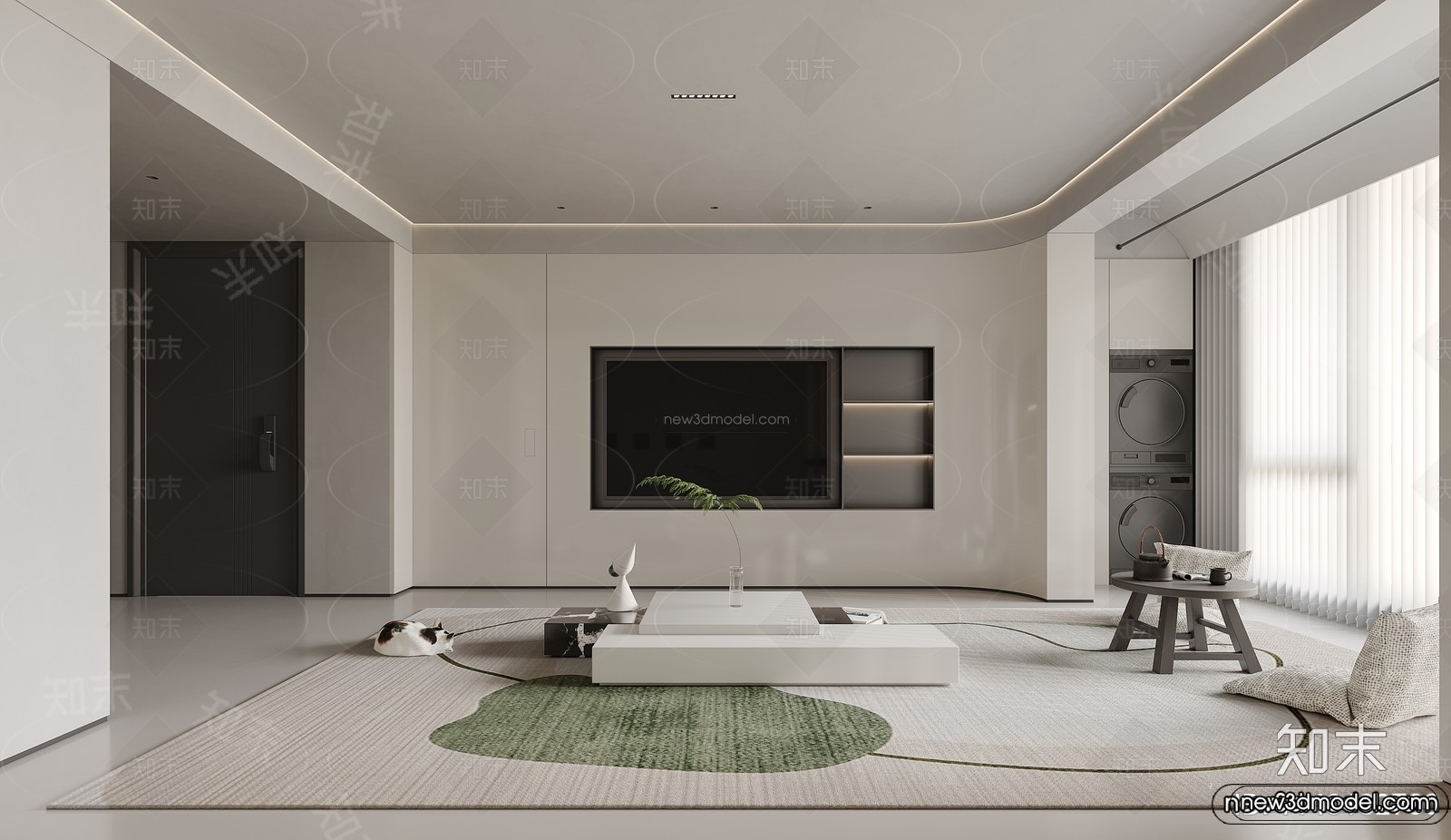 Modern Style Interior 3D Blocks and 3D Models – Living Room 3D Scene – 191 – CORONA - thumbnail 2