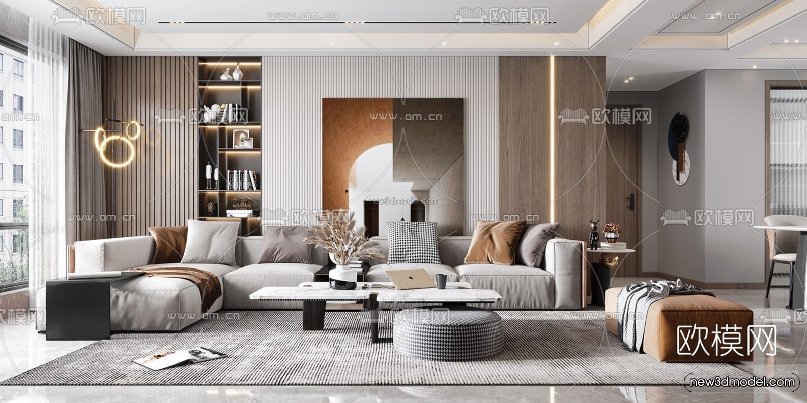 Luxury Style Interior 3D Blocks – Living Room 3D Model – 063 – VRAY - thumbnail 3