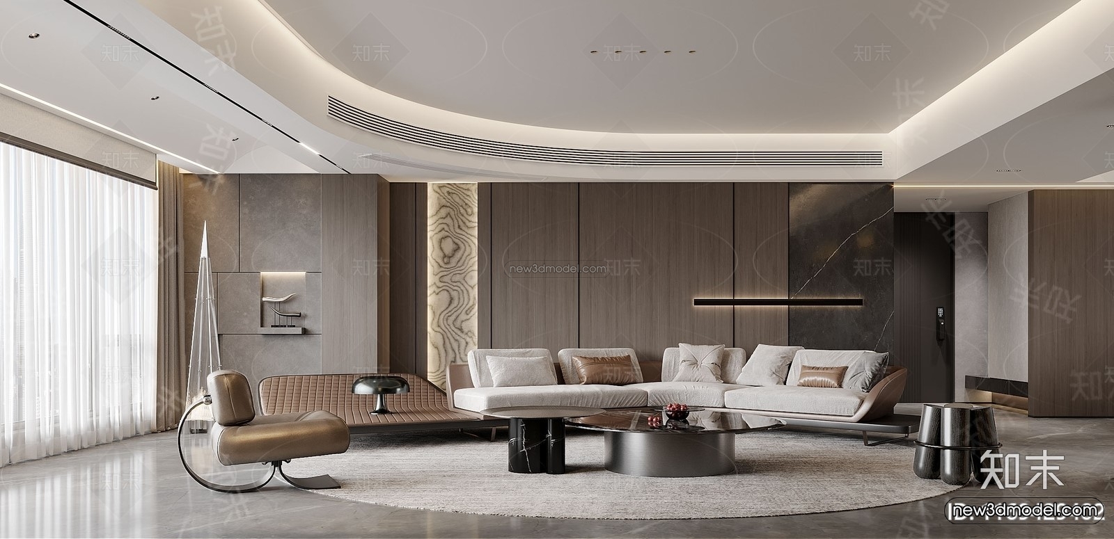 Modern Style Interior 3D Blocks and 3D Models – Living Room 3D Scene – 193 – CORONA - thumbnail 2