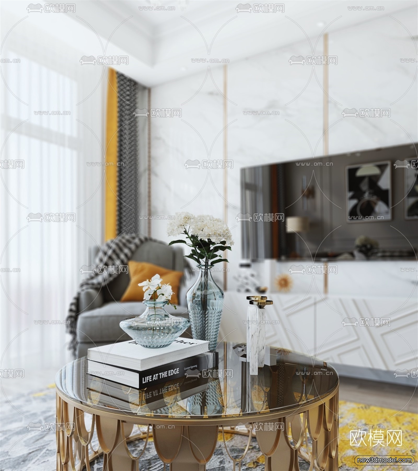 Europe Style Interior 3D Blocks – Living Room 3D Model – 032 – VRAY - thumbnail 2