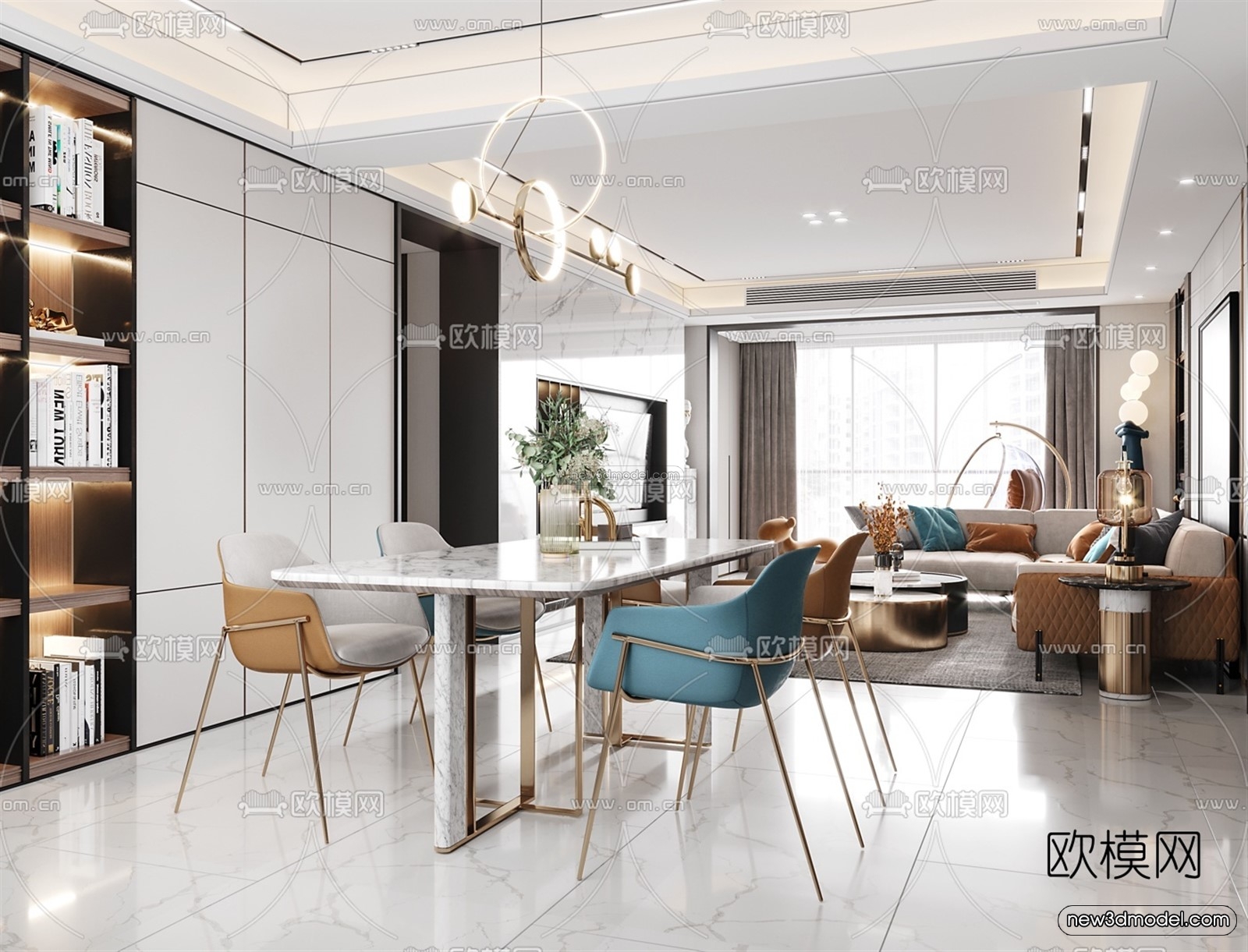 Luxury Style Interior 3D Blocks – Living Room 3D Model – 068 – VRAY - thumbnail 2