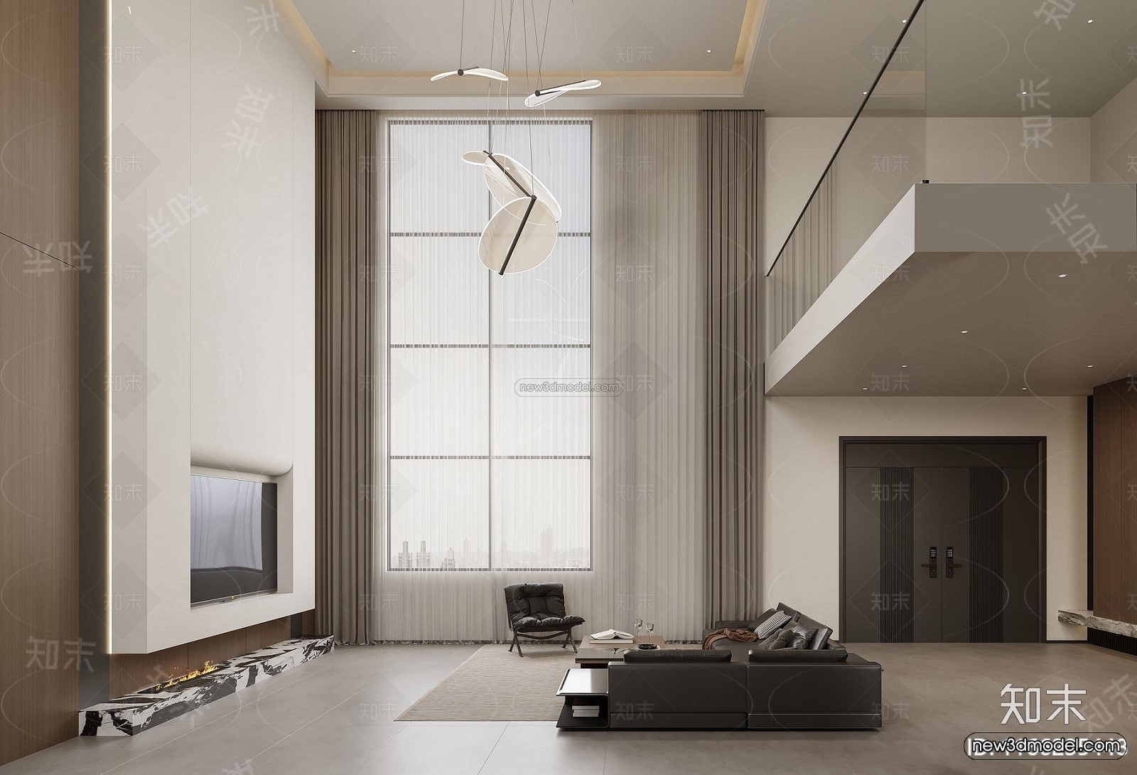 Modern Style Interior 3D Blocks and 3D Models – Living Room 3D Scene – 195 – CORONA - thumbnail 2
