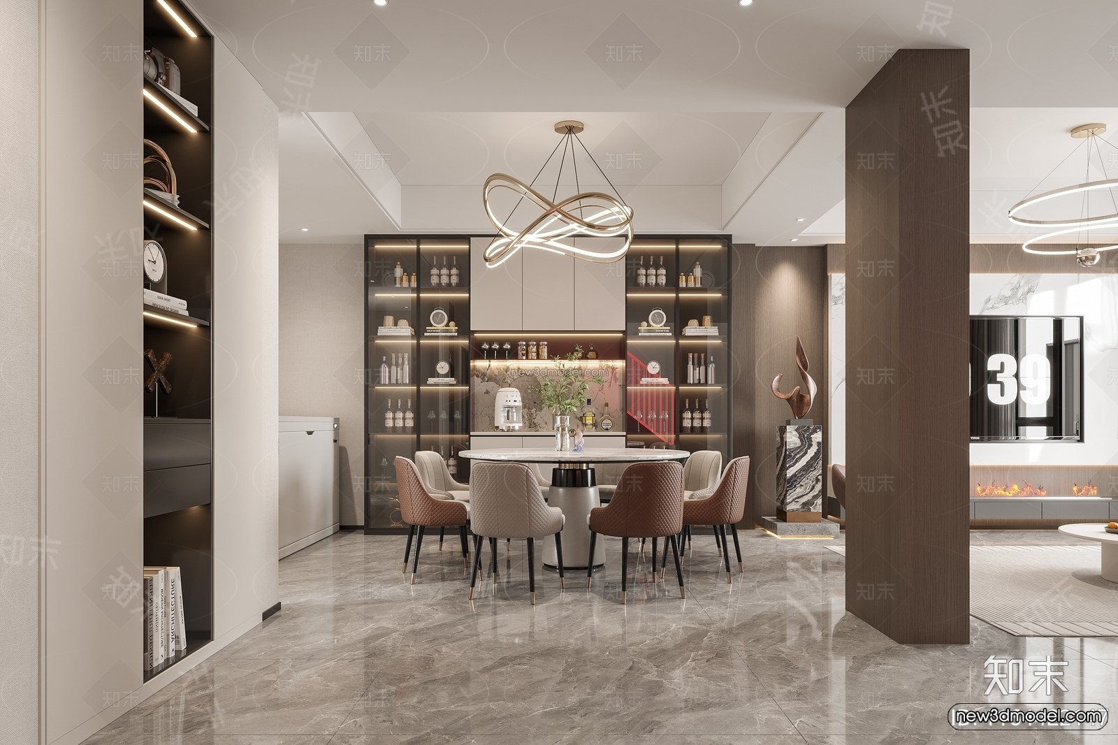 Modern Style Interior 3D Blocks and 3D Models – Living Room 3D Scene – 197 – CORONA - thumbnail 2